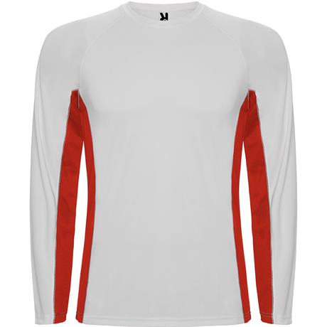 Спортивная футболка SHANGHAI L/S мужская, БЕЛЫЙ/КРАСНЫЙ 2XL