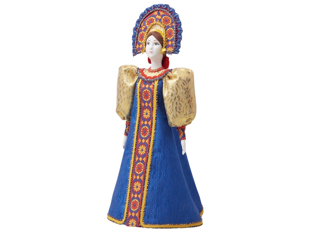 Подарочный набор: кукла фарфоровая, крем-мед, синий