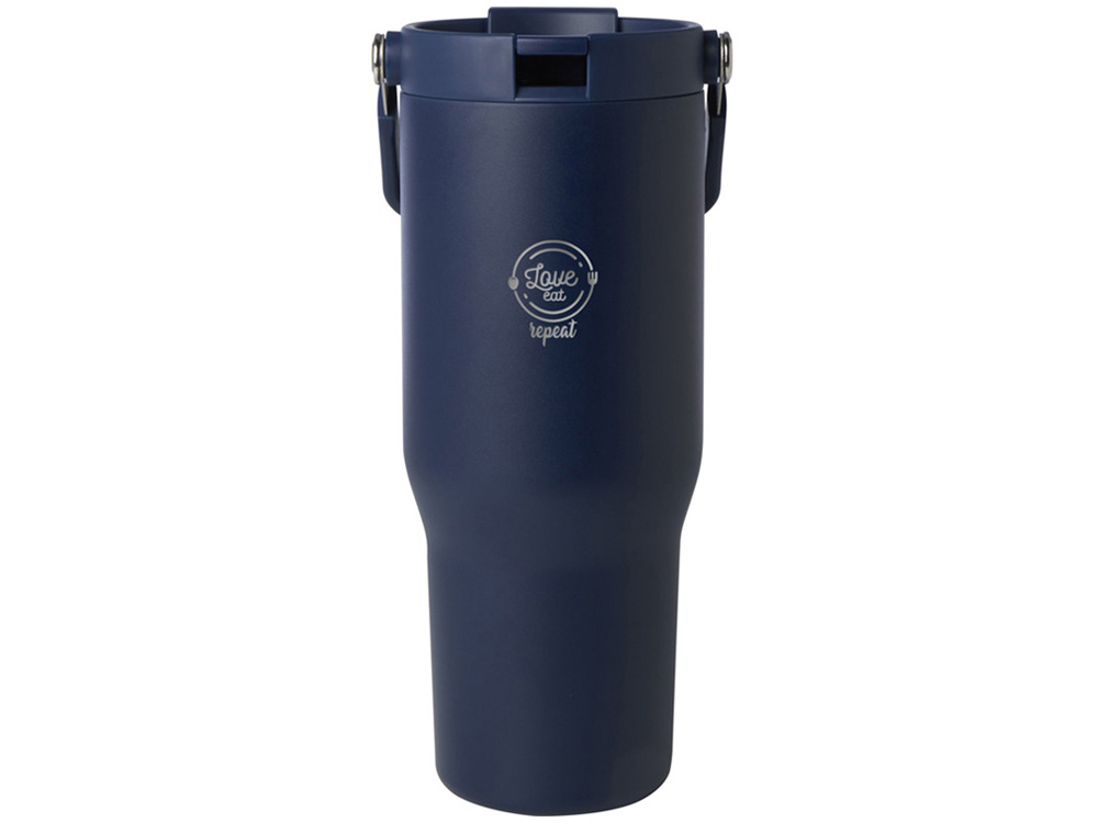 Термостакан Bronx объемом 900 мл из меди и переработанной нержавеющей стали, сертифицированной по стандарту RCS, с вакуумной изоляцией и крышкой с двойной функцией - Темно - синий