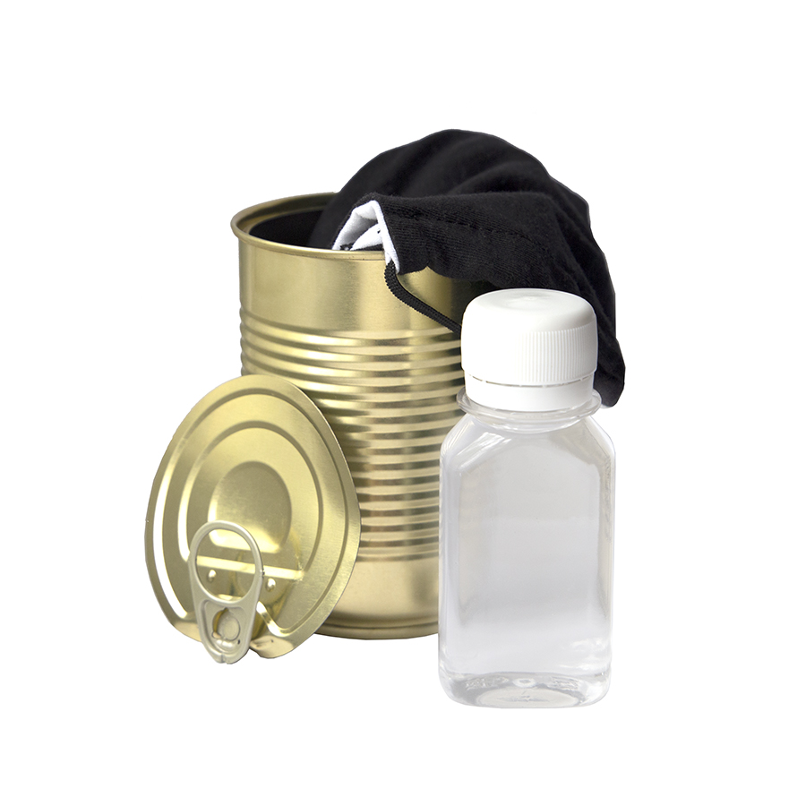 Комплект СИЗ #1 (маска черная, антисептик), упаковано в жестяную банку