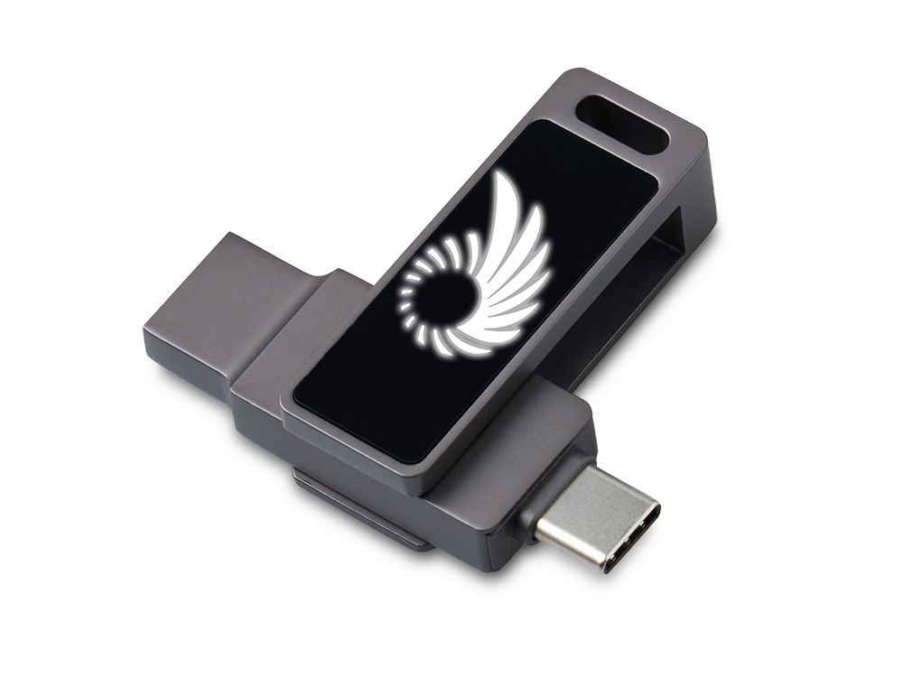 Флешка 32 ГБ USB Type-C и USB 3.0 с подсветкой лого Спинлайт