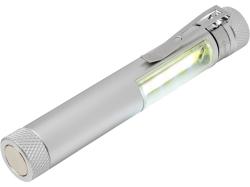 Карманный фонарик Stix с зажимом, оснащен бескорпусным чипом и магнитным держателем, серебристый