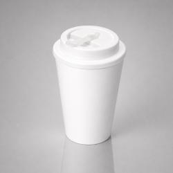 Пластиковый стакан Take away с двойными стенками и крышкой с силиконовым клапаном, 350 мл, белый Пластиковый стакан Take away с двойными стенками и крышкой с силиконовым клапаном, 350 мл, белый