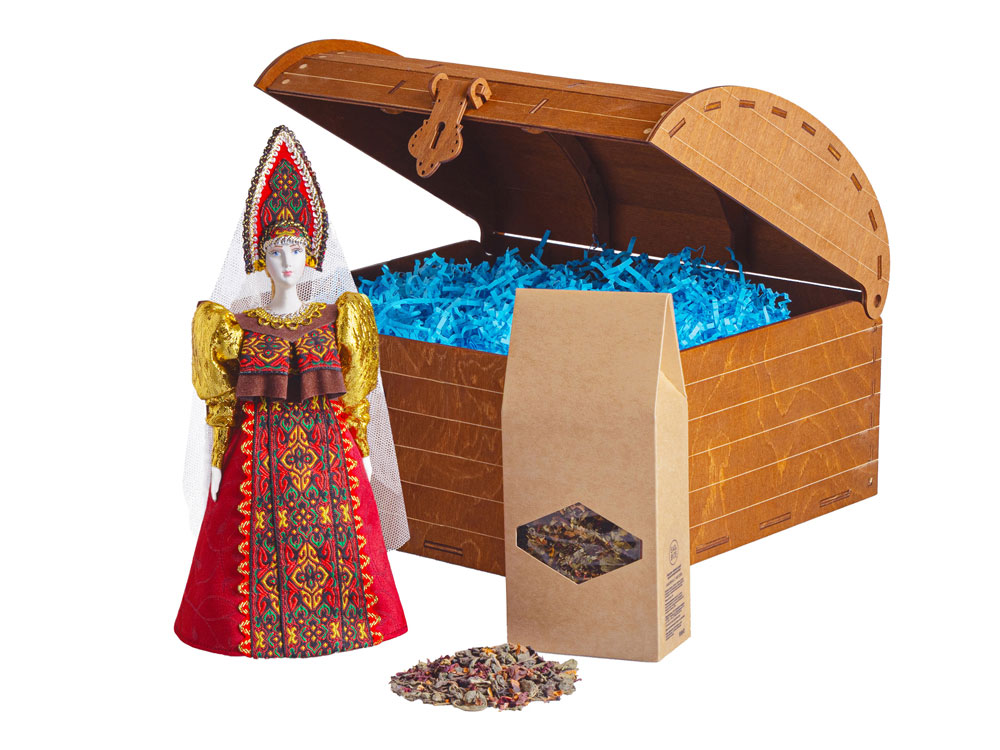 Подарочный набор: кукла фарфоровая, чай Малина с мятой, красный Подарочный набор: кукла фарфоровая, чай Малина с мятой, красный