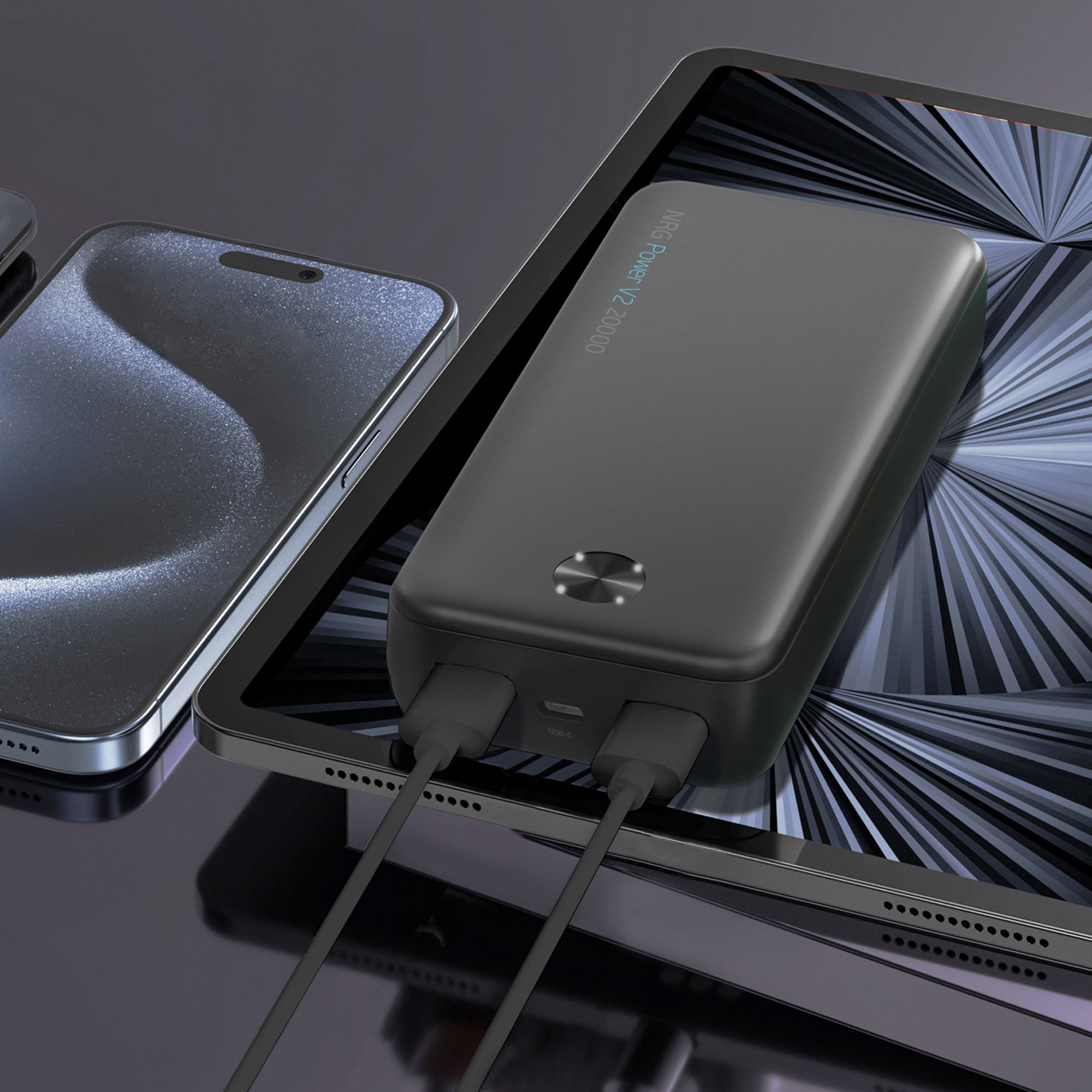 Внешний АКБ NRG Power V2 20000 мА-ч, 2A, 2xUSB, черный, Deppa