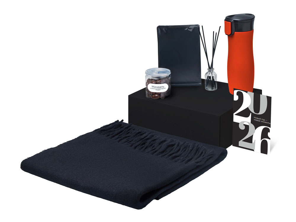 Подарочный набор с палантином и термокружкой, красный