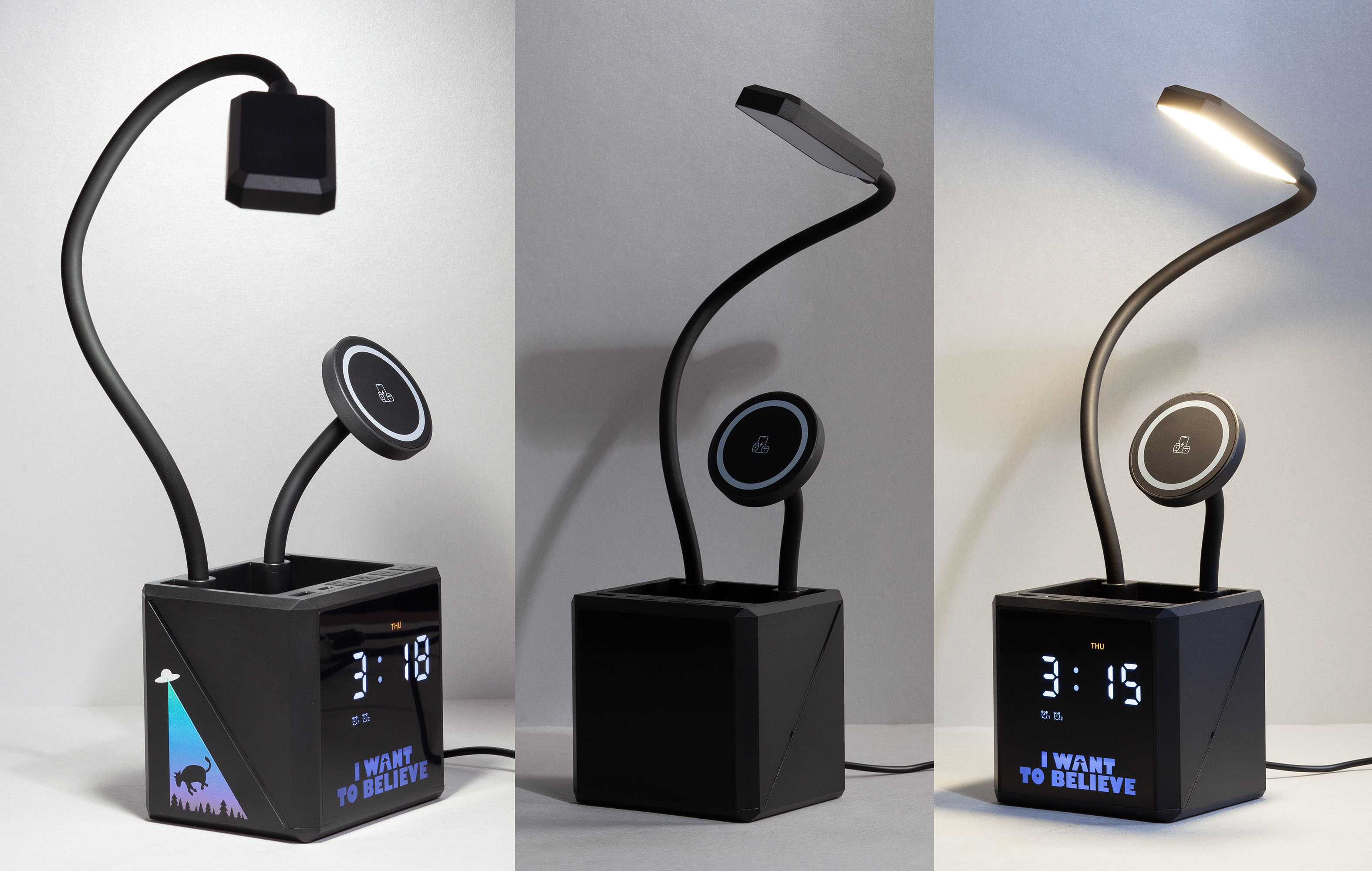 Лампа "Smart Flex" с беспроводным 3в1 (15W) ЗУ с MagSafe, часами, карандашницей и подсветкой логотипа Лампа "Smart Flex" с беспроводным 3в1 (15W) ЗУ с MagSafe, часами, карандашницей и подсветкой логотипа