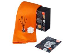 Подарочный набор с пледом, свечой и диффузором, оранжевый Подарочный набор с пледом, свечой и диффузором, оранжевый