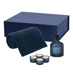 Подарочный набор Sento, Malta Soft, синий (свеча, диффузор, плед)