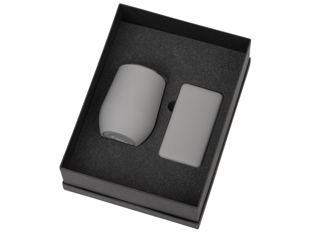 Подарочный набор с термокружкой и повербанком С2, 10000 mAh, серый