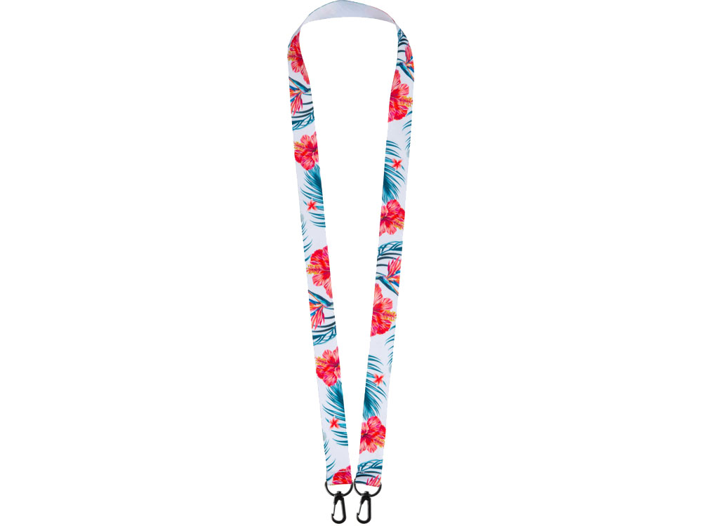 Ланъярд 2 см под сублимацию с 2-мя карабинами, черный