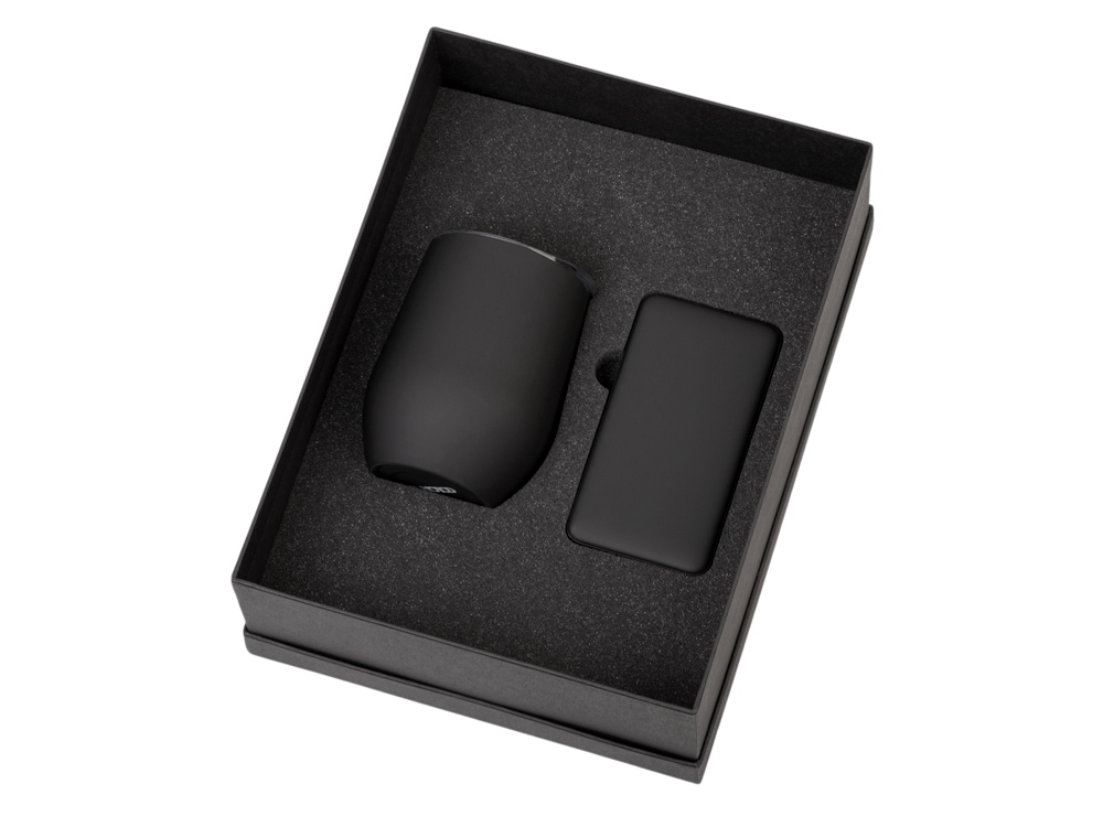 Подарочный набор с термокружкой и повербанком С2, 10000 mAh, черный