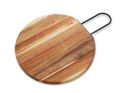 Деревянная круглая доска из акации с металлической ручкой Кира