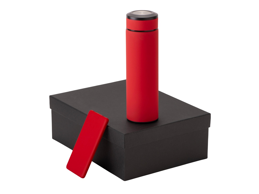 Подарочный набор с термосом и повербанком С1, красный Подарочный набор с термосом и повербанком С1, красный