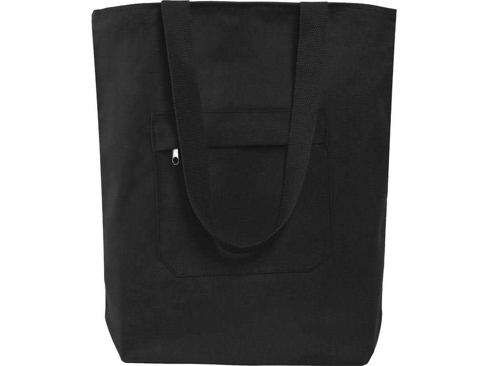 Сумка на молнии Zipper из хлопка 280 г c карманом на молнии спереди, черный Сумка на молнии Zipper из хлопка 280 г c карманом на молнии спереди, черный