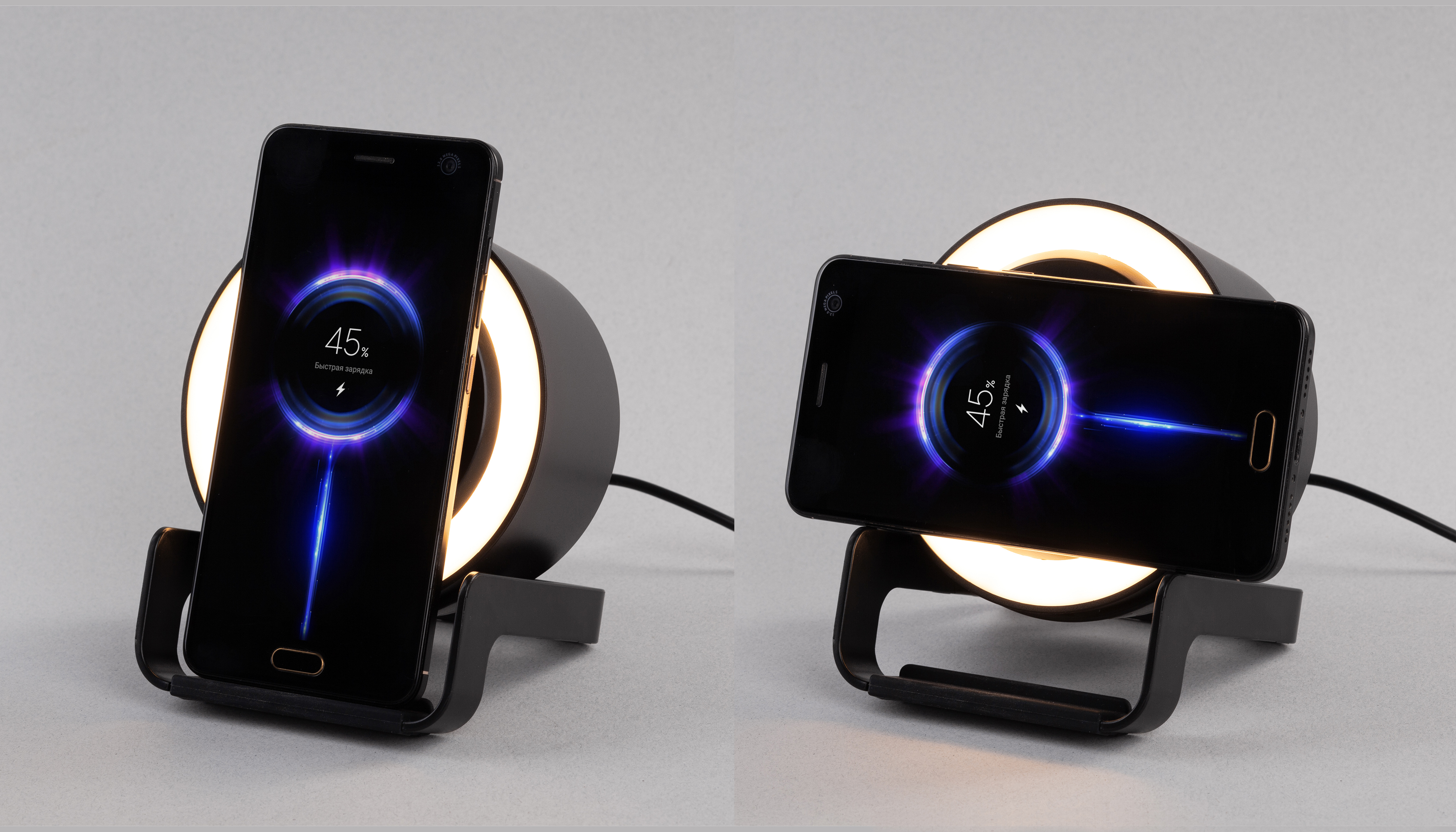Bluetooth колонка-подставка "Smart Loud" с беспроводным (10W) зарядным устройством, лампой и подсветкой логотипа Bluetooth колонка-подставка "Smart Loud" с беспроводным (10W) зарядным устройством, лампой и подсветкой логотипа