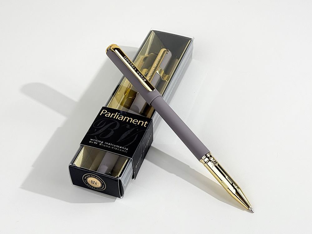 Ручка пластиковая шариковая Parliament, 0,7 мм, синие чернила, серый/золотистый