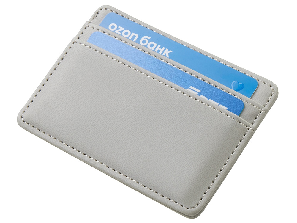 Картхолдер для двух карт и наличных денег с зажимом Crave, светло-серый