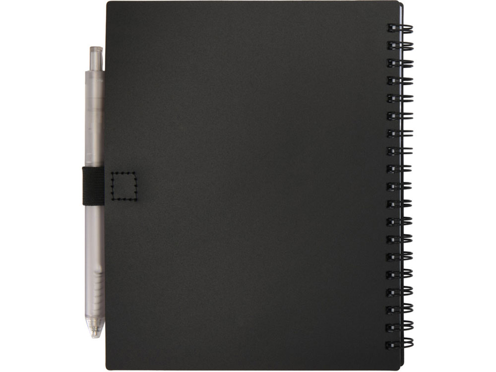 Набор Niove из блокнота из переработанного пластика в мягкой обложке и шариковой ручки (синие чернила) - Черный