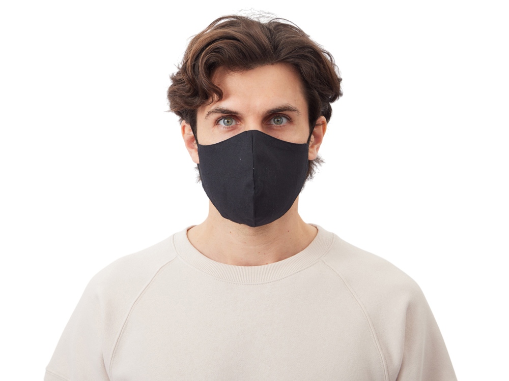 Маска для лица многоразовая из хлопка, анатомической формы, черный