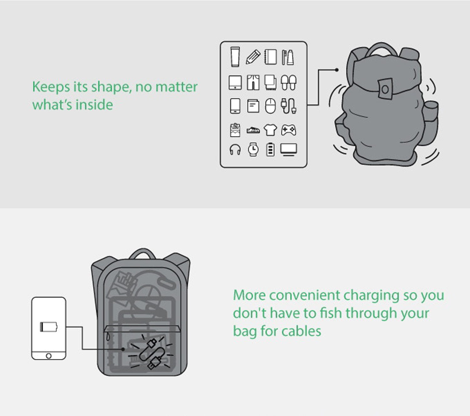 Рюкзак KORIN ClickPack X 45х32х15,5 см, с клапаном, черный