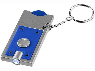 Брелок-держатель для монет Allegro с фонариком, ярко-синий/серебристый