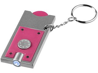 Брелок-держатель для монет Allegro с фонариком, фуксия/серебристый