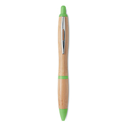 Ручка шариковая из бамбука и пластика цвета лайм