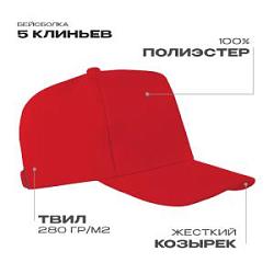 Бейсболка STAN 5 клиньев полиэстер 280, 20 Бейсболка STAN 5 клиньев полиэстер 280, 20
