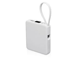 Внешний аккумулятор со встроенным кабелем USB-C Дэнси, 5000 мАч, белый
