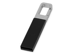 Флеш-карта USB 2.0 16 Gb с карабином Hook, черный/серебристый Флеш-карта USB 2.0 16 Gb с карабином Hook, черный/серебристый