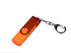 USB-флешка на 32 Гб 3 в 1 поворотный механизм, c двумя дополнительными разъемами MicroUSB и TypeC C с одноцветным металлическим клипом, оранжевый USB-флешка на 32 Гб 3 в 1 поворотный механизм, c двумя дополнительными разъемами MicroUSB и TypeC C с одноцветным металлическим клипом, оранжевый