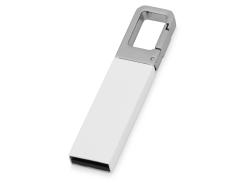 Флеш-карта USB 2.0 16 Gb с карабином Hook, белый/серебристый Флеш-карта USB 2.0 16 Gb с карабином Hook, белый/серебристый