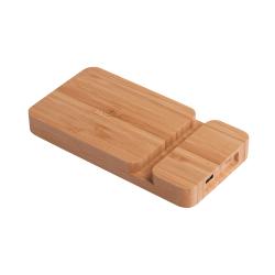 Беспроводное (10W) зарядное устройство "Bamboo Power" 5000 mAh с подставкой под смартфон, бамбук Беспроводное (10W) зарядное устройство "Bamboo Power" 5000 mAh с подставкой под смартфон, бамбук