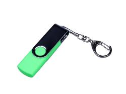 USB-флешка на 32 Гб поворотный механизм, c двумя дополнительными разъемами MicroUSB и TypeC, зеленый USB-флешка на 32 Гб поворотный механизм, c двумя дополнительными разъемами MicroUSB и TypeC, зеленый