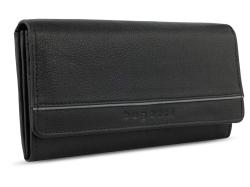 Кошелёк женский BUGATTI Banda, с защитой данных RFID, чёрный, кожа/полиэстер, 18,5х2,5х9,5 см Кошелёк женский BUGATTI Banda, с защитой данных RFID, чёрный, кожа/полиэстер, 18,5х2,5х9,5 см