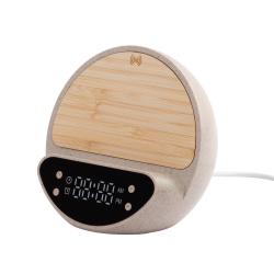 Настольные часы "Smiley" с беспроводным (10W) зарядным устройством и будильником, пшеница/бамбук/пластик Настольные часы "Smiley" с беспроводным (10W) зарядным устройством и будильником, пшеница/бамбук/пластик