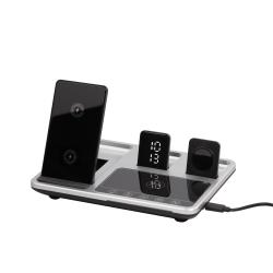 Беспроводная (15W) зарядная станция "Smart Lift" с сенсорным подъёмным механизмом, часами и ночной подсветкой Беспроводная (15W) зарядная станция "Smart Lift" с сенсорным подъёмным механизмом, часами и ночной подсветкой