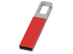 Флеш-карта USB 2.0 16 Gb с карабином Hook, красный/серебристый Флеш-карта USB 2.0 16 Gb с карабином Hook, красный/серебристый