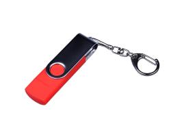 USB-флешка на 32 Гб поворотный механизм, c двумя дополнительными разъемами MicroUSB и TypeC, красный USB-флешка на 32 Гб поворотный механизм, c двумя дополнительными разъемами MicroUSB и TypeC, красный