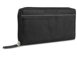 Кошелёк женский BUGATTI Banda, с защитой данных RFID, чёрный, кожа/полиэстер, 18,5х2х10 см Кошелёк женский BUGATTI Banda, с защитой данных RFID, чёрный, кожа/полиэстер, 18,5х2х10 см