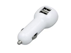 Автомобильная зарядка CC-01, 2 USB порта, белый цвет. Автомобильная зарядка CC-01, 2 USB порта, белый цвет.